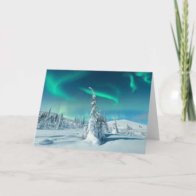 Ice & Snow | Northern Lights, Lapland, Finland Card (Front)