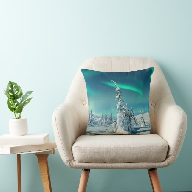 Ice & Snow | Northern Lights, Lapland, Finland Cushion (Chair)