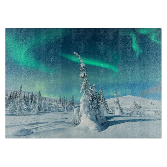 Ice & Snow | Northern Lights, Lapland, Finland Cutting Board (Front)