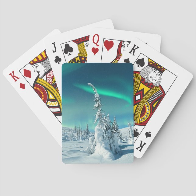 Ice & Snow | Northern Lights, Lapland, Finland Playing Cards (Back)