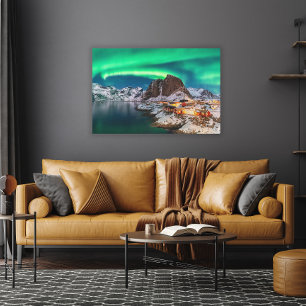 Ice & Snow Northern Lights, Norway Canvas Print