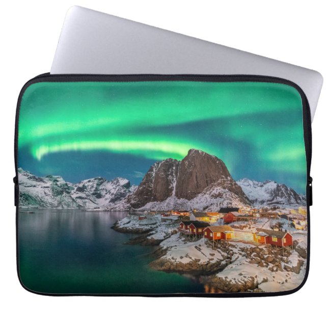 Ice & Snow | Northern Lights, Norway Laptop Sleeve (Front)