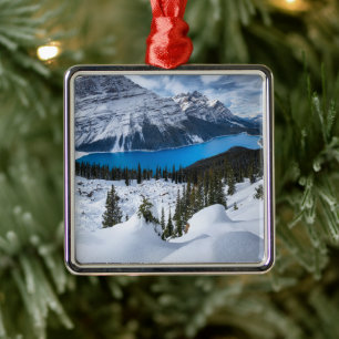Ice & Snow Peyto Lake, Canadian Rockies Metal Tree Decoration