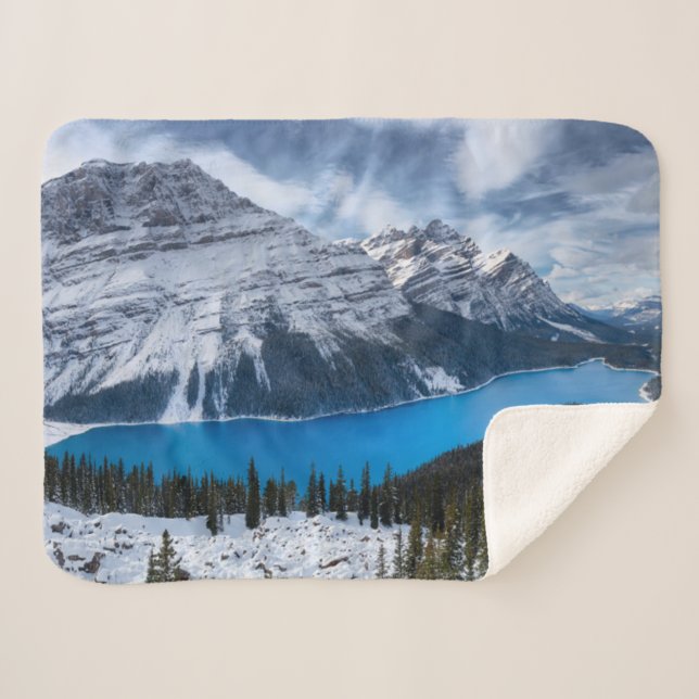 Ice & Snow | Peyto Lake, Canadian Rockies Sherpa Blanket (Front (Horizontal))