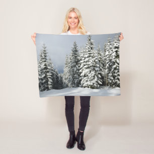 Ice & Snow Pine Woodland, Austria Fleece Blanket