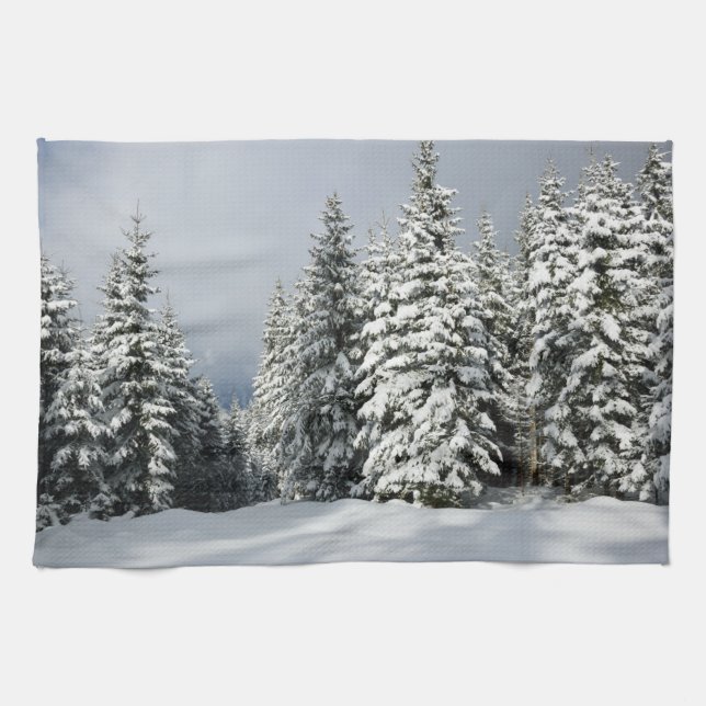Ice & Snow | Pine Woodland, Austria Tea Towel (Horizontal)