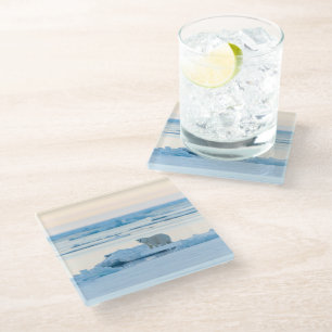 Ice & Snow   Polar Bear Iceberg Norway Glass Coaster