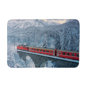 Ice & Snow   Red Bernina Express Train Switzerland Bath Mat