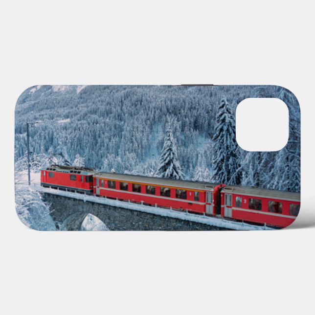 Ice & Snow | Red Bernina Express Train Switzerland Case-Mate iPhone Case (Back (Horizontal))