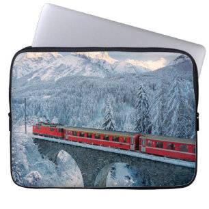 Ice & Snow   Red Bernina Express Train Switzerland Laptop Sleeve