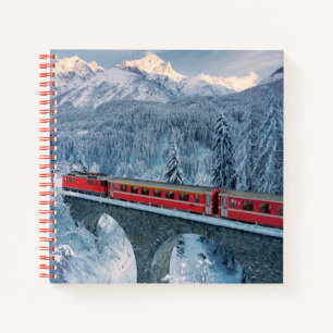 Ice & Snow   Red Bernina Express Train Switzerland Notebook
