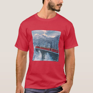 Ice & Snow   Red Bernina Express Train Switzerland T-Shirt
