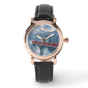 Ice & Snow   Red Bernina Express Train Switzerland Watch