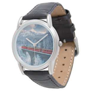 Ice & Snow Red Bernina Express Train Switzerland Watch