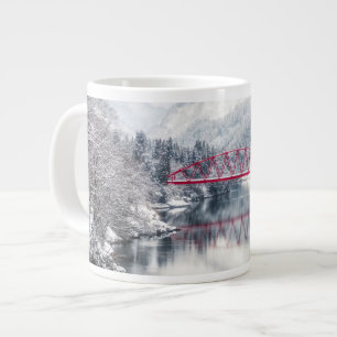 Ice & Snow   Red Bridge in Winter, Japan Large Coffee Mug