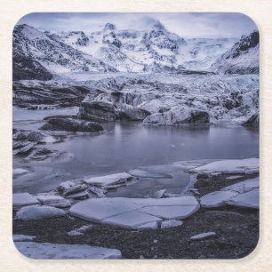 Ice & Snow   Sólheimajökull Glacier, Iceland Square Paper Coaster