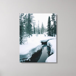 Ice & Snow   Stream in a Snowy Winter Landscape Canvas Print