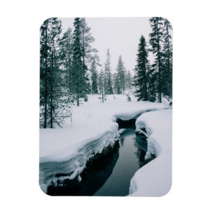 Ice & Snow Stream in a Snowy Winter Landscape Magnet