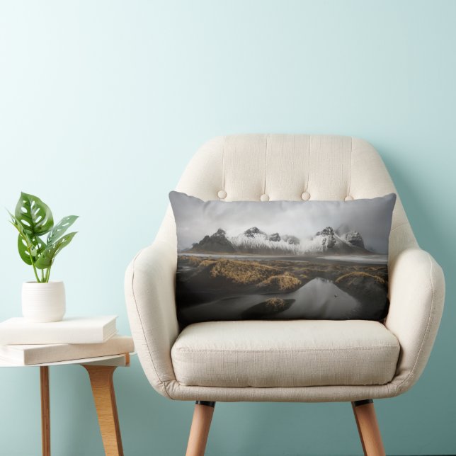 Ice & Snow | Vestrahorn Mountain, Iceland Lumbar Cushion (Chair)