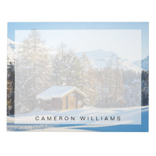 Ice & Snow   Winter Log Cabin Swiss Alps Notepad