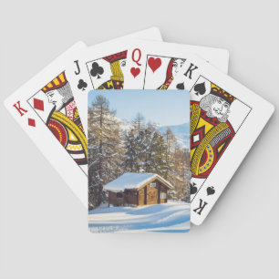 Ice & Snow   Winter Log Cabin Swiss Alps Playing Cards