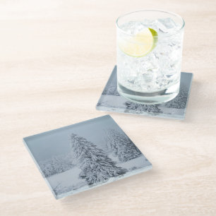 Ice & Snow Woodland, Swiss Alps Glass Coaster