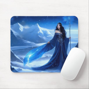 Ice Sorceress of the Tundra Snowflake Mouse Mat