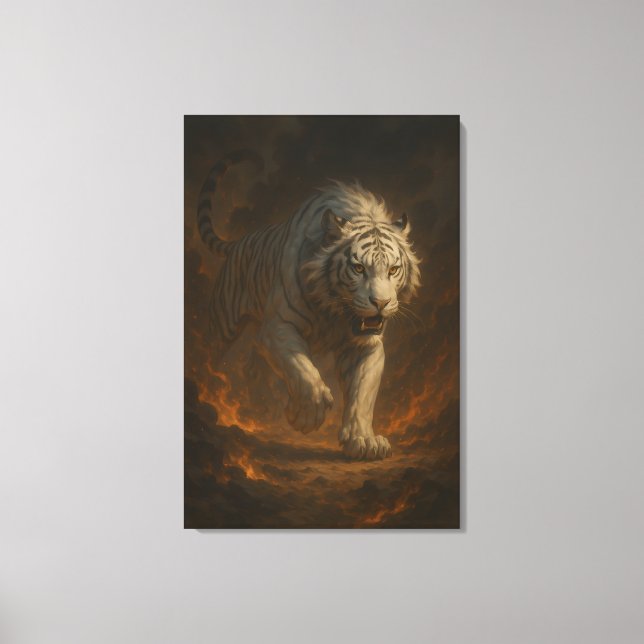 Ice Spirit White Tiger – Mystic Guardian of Calm P Canvas Print (Front)