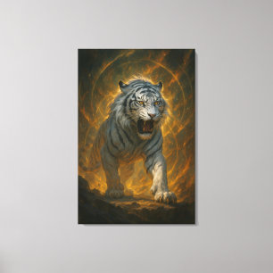 Ice Spirit White Tiger – Mystic Guardian of Calm P Canvas Print