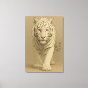 Ice Spirit White Tiger – Mystic Guardian of Calm P Canvas Print