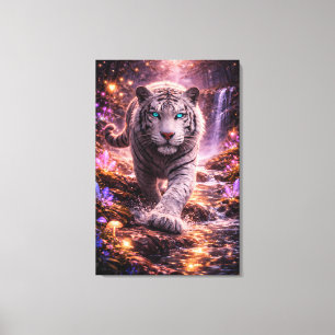 Ice Spirit White Tiger – Mystic Guardian of Calm P Canvas Print