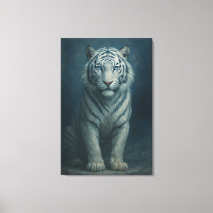 Ice Spirit White Tiger – Mystic Guardian of Calm P Canvas Print