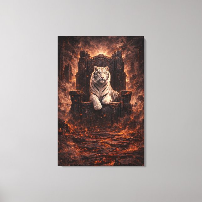 Ice Spirit White Tiger – Mystic Guardian of Calm P Canvas Print (Front)