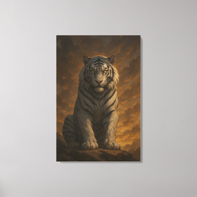 Ice Spirit White Tiger – Mystic Guardian of Calm P Canvas Print (Front)