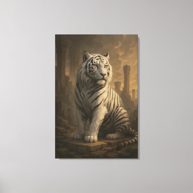 Ice Spirit White Tiger – Mystic Guardian of Calm P Canvas Print (Front)