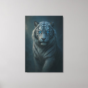 Ice Spirit White Tiger – Mystic Guardian of Calm P Canvas Print