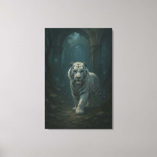 Ice Spirit White Tiger – Mystic Guardian of Calm P Canvas Print (Front)