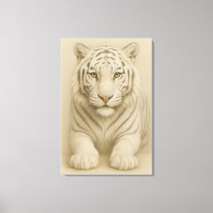Ice Spirit White Tiger – Mystic Guardian of Calm P Canvas Print