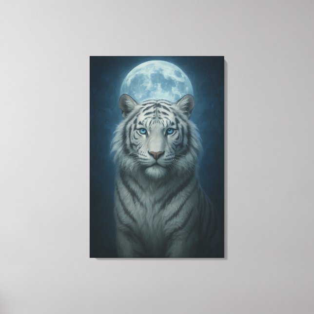 Ice Spirit White Tiger – Mystic Guardian of Calm P Canvas Print (Front)