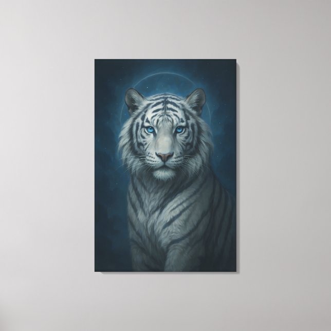 Ice Spirit White Tiger – Mystic Guardian of Calm P Canvas Print (Front)
