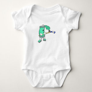 Ice spray at Ice hockey with Ice hockey stick Baby Bodysuit