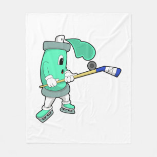 Ice spray at Ice hockey with Ice hockey stick Fleece Blanket