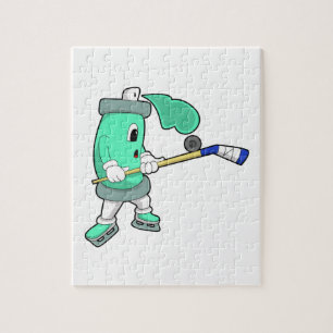 Ice spray at Ice hockey with Ice hockey stick Jigsaw Puzzle