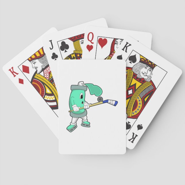 Ice spray at Ice hockey with Ice hockey stick Playing Cards (Back)
