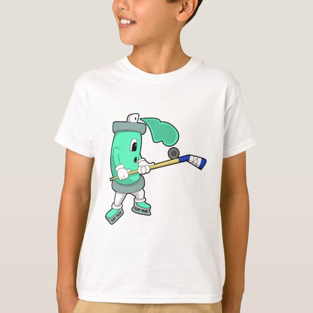 Ice spray at Ice hockey with Ice hockey stick T-Shirt (Front)