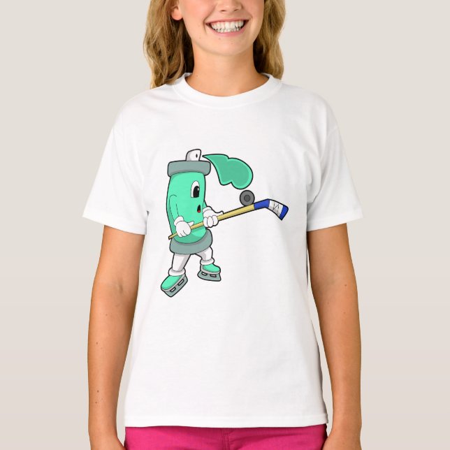 Ice spray at Ice hockey with Ice hockey stick T-Shirt (Front)