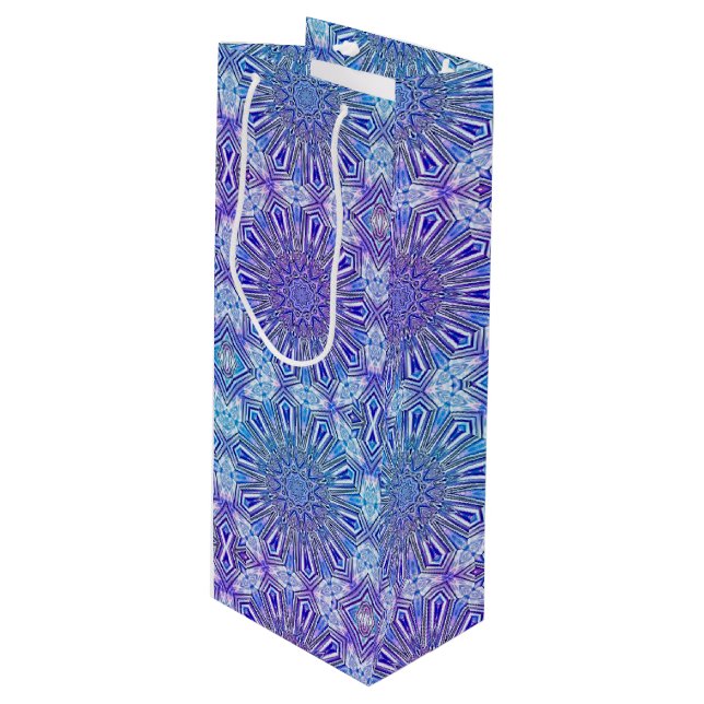 Ice Star Kaleidoscope Pattern Wine Gift Bag (Front Angled)