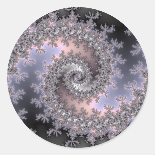 Ice Swirl - Fractal Classic Round Sticker (Front)