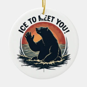 Ice To Meet You Polar Bear Christmas Gift Ceramic Tree Decoration