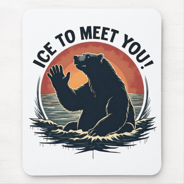 Ice To Meet You Polar Bear Christmas Gift  Mouse Mat (Front)
